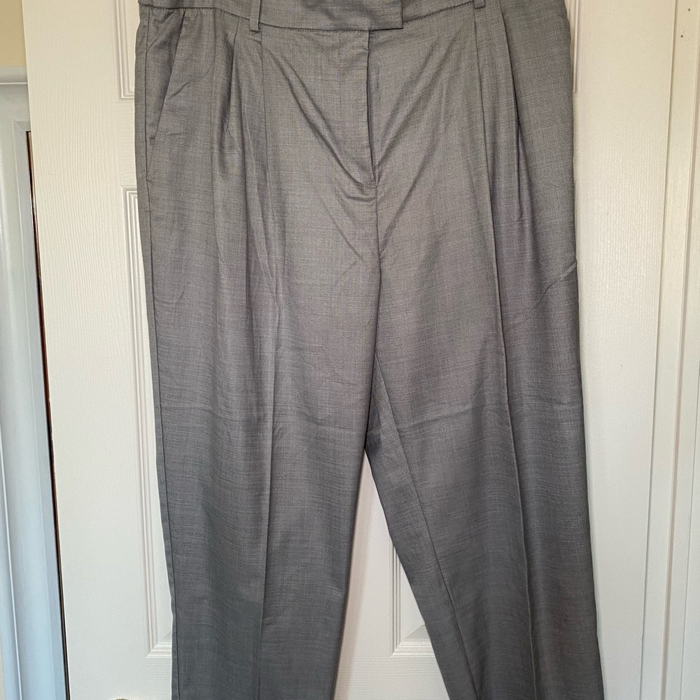 H&M Gray Trousers with Pleated Front and Wide-Leg Design